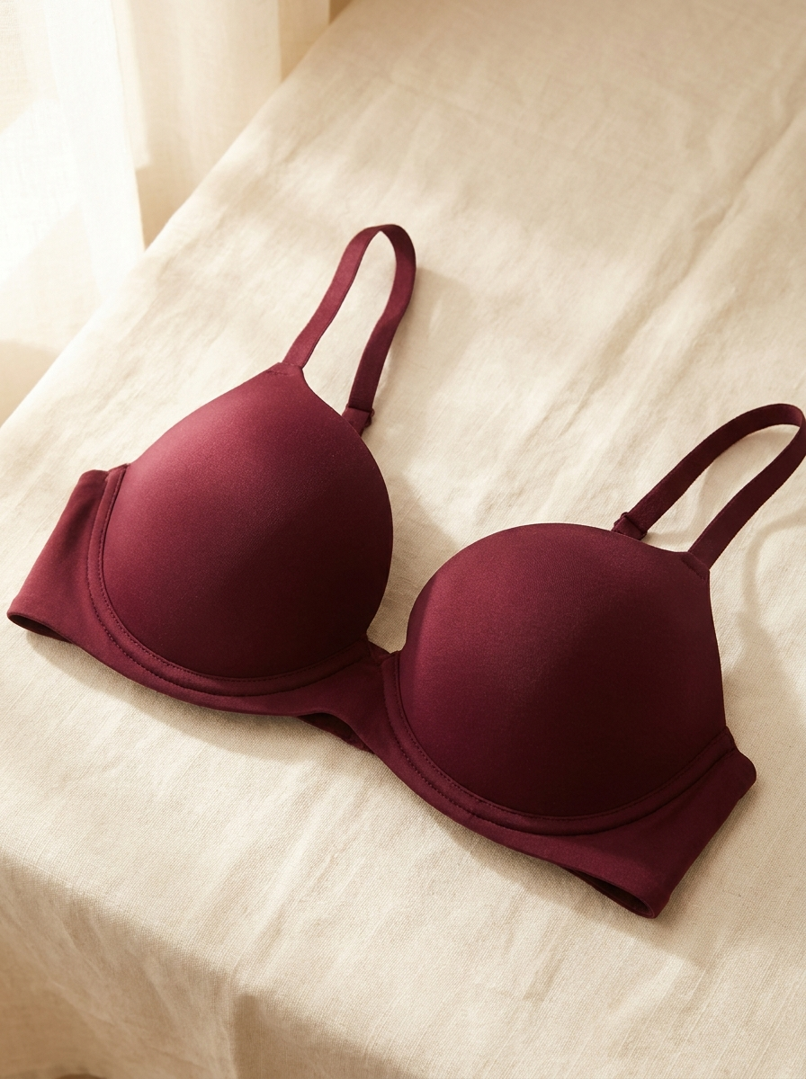 Push-up sin aro Velara en burdeos, extendido en plano
