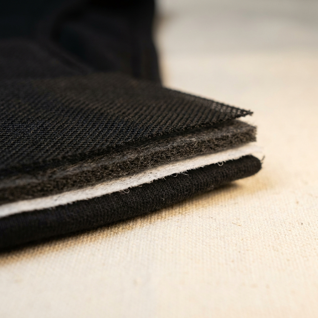 Macro del canto: las cuatro capas del panel absorbente