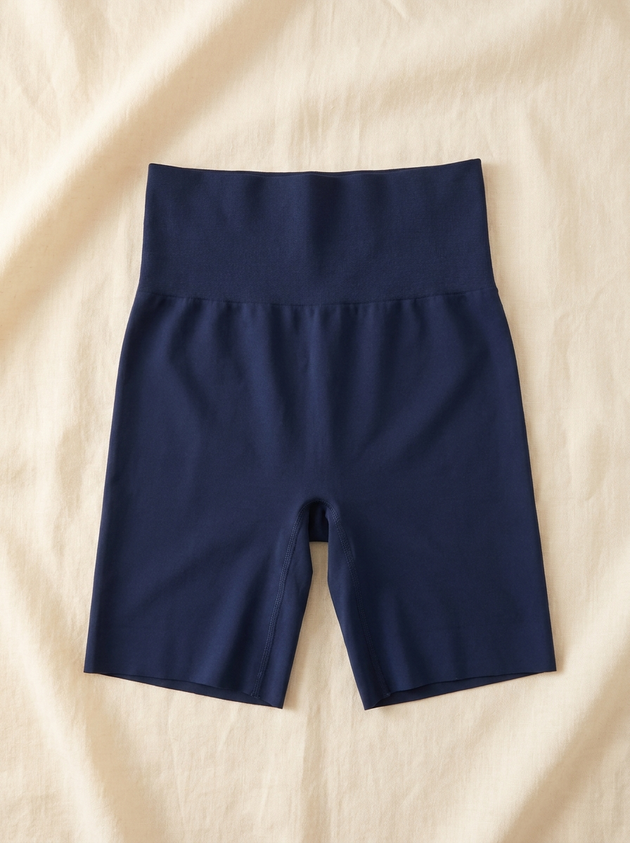 Short moldeador en marino, extendido en plano