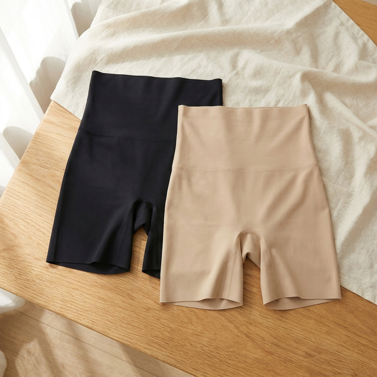 Pack de 2: dos shorts moldeadores doblados, negro y arena