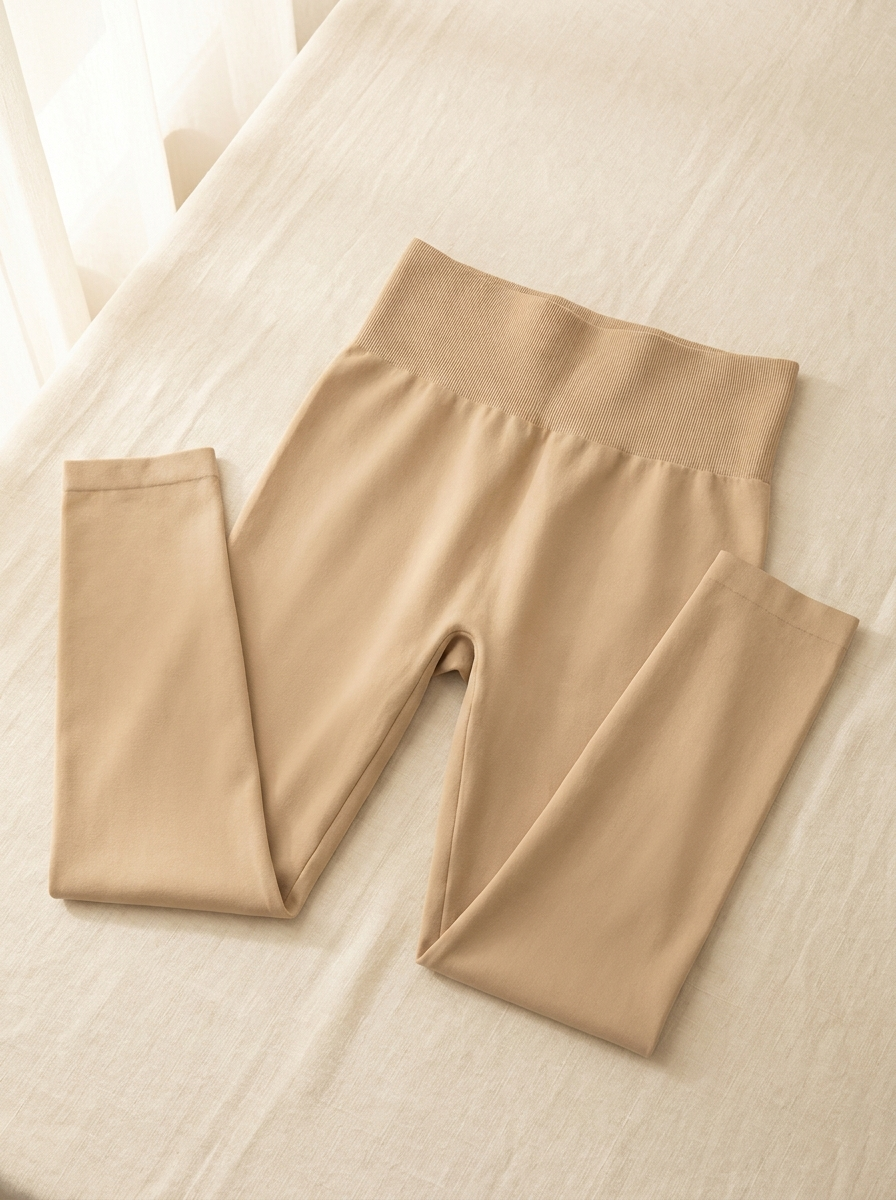 Legging moldeador Velara en arena, extendido en plano