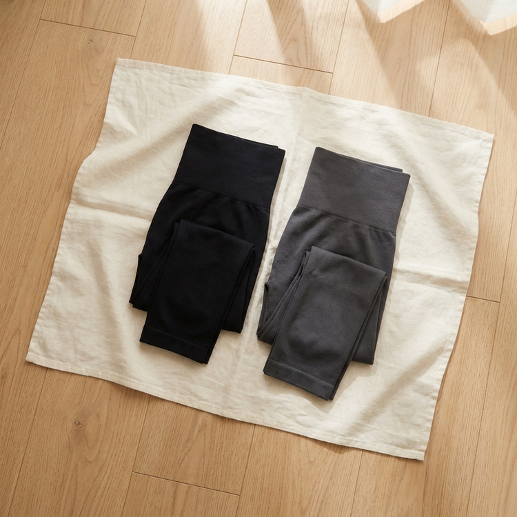 Pack de 2: dos leggings doblados, negro y grafito
